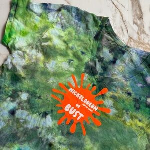 Y2K 90s Nickelodeon Punta Cana Or Bust Logo V Neck Tie Dye Shirt Bright Retro